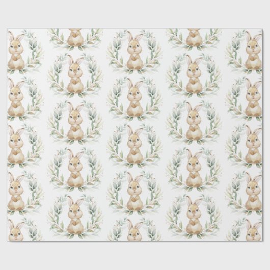 Soft Greenery Gold Bunny Oaster Rabbit Babydusche Geschenkpapier (Flach)