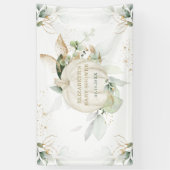 Soft Greenery Gold Pumpkin Fall Baby Shower Party Banner (Vertikal)