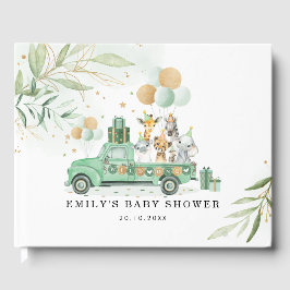 Soft Greenery Gold Safari Jungle Baby Dusche Gästebuch