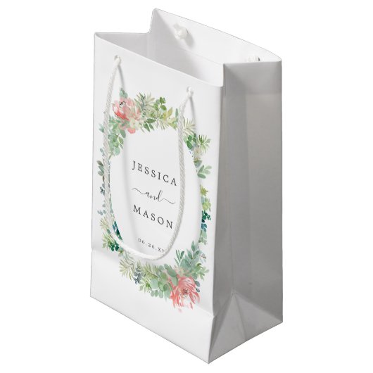Soft Greenery Hotel Wedding Gift Bag Kleine Geschenktüte (Vorderseite Schrägansicht)