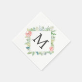 Soft Greenery Monogram Cocktail Napkin Serviette (Ecke)