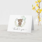 Soft Greenery Teddy Bear Baby Dusche Vielen Dank Karte (Gelbe Blume)