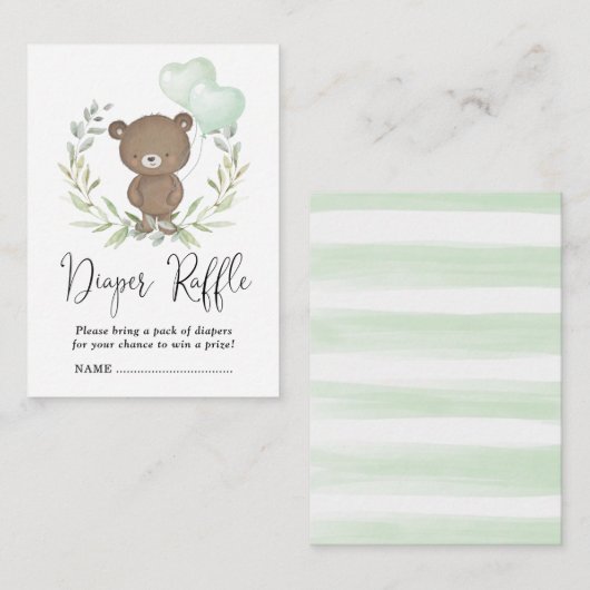 Soft Greenery Teddy Bear Babydusche Windelwanne Begleitkarte (Vorne/Hinten)