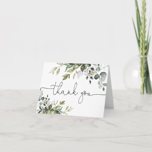 Soft greenery watercolor Folded Thank You Card Dankeskarte (Vorderseite)