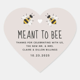 Soft Greige Meant to Bee Honey Gastgeschenk Hochze Herz-Aufkleber