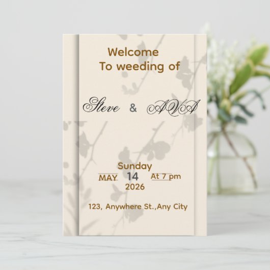 Soft Grey Elegant Wedding Invitation | Romantic &  Einladung (Stehend Vorderseite)