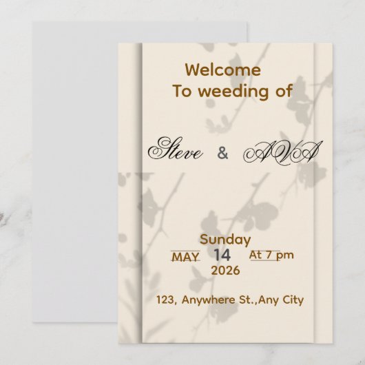 Soft Grey Elegant Wedding Invitation | Romantic &  Einladung (Vorne/Hinten)