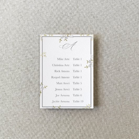 Soft Grey Floral Elegant Wedding Seating Chart Tischnummer