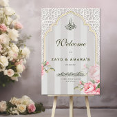 Soft Grey & Florals Islamic Wedding Acrylic Sign Acrylschild