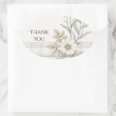 Soft Grey Tartan Rose Hochzeit Danke Sticker (Tasche)