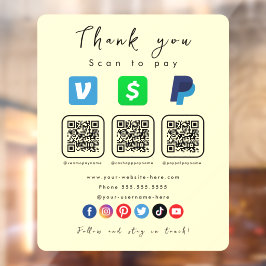Soft Groovy Multi QR Code Paypal Venmo Cash App Fensteraufkleber