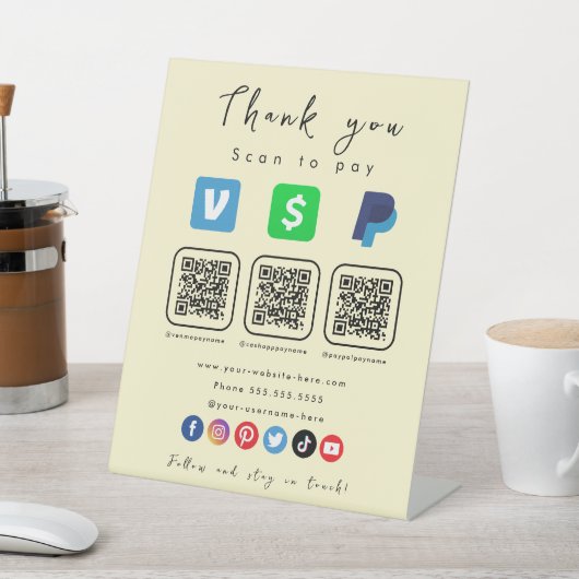 Soft Groovy Multi QR Code Paypal Venmo Cash App Sockelschild (In SItu)