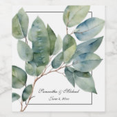 Soft Grüntöne teal botanische elegante Kalligraphi Weinetikett (Einzelnes Label)