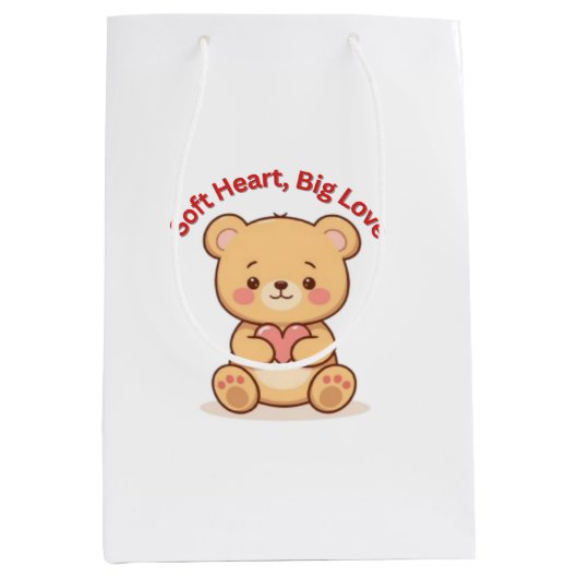 Soft Heart Big Love Cute Teddy Bear Mittlere Geschenktüte (Vorderseite)