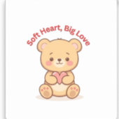 Soft Heart Big Love Cute Teddy Bear Mugs  Aufkleber (Vorderseite)