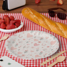 Soft Heart Floral Paper Plates Pappteller