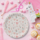 Soft Heart Floral Paper Plates Pappteller (Party)