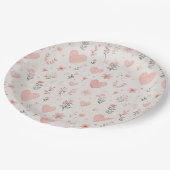 Soft Heart Floral Paper Plates Pappteller (Schrägansicht)