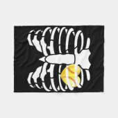 Soft Heart Inside Ribs Skelett Halloween Costum Fleecedecke (Vorderseite (Horizontal))