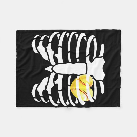 Soft Heart Inside Ribs Skelett Halloween Costum Fleecedecke (Vorderseite (Horizontal))
