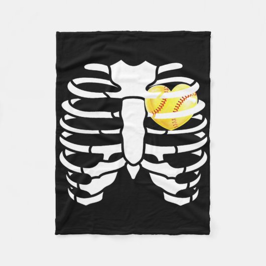 Soft Heart Inside Ribs Skelett Halloween Costum Fleecedecke (Vorderseite)