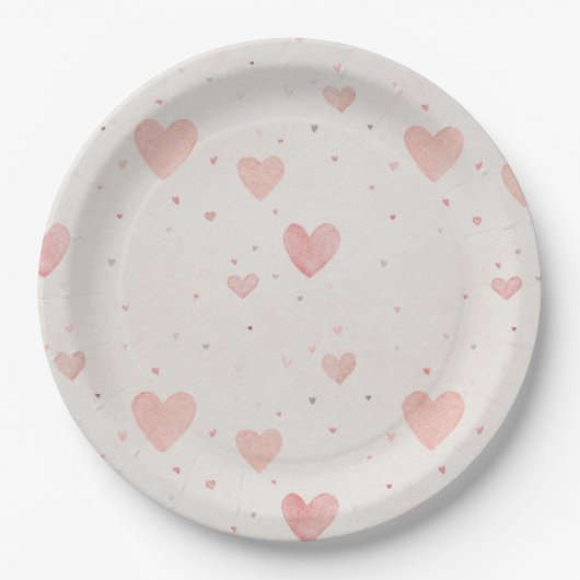 Soft Heart Pattern Paper Plates Pappteller (Vorderseite)