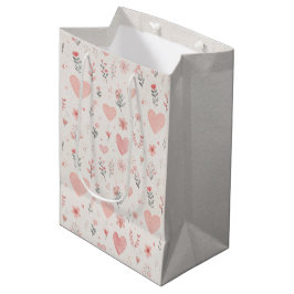 Soft Hearts Floral Gift Bag Mittlere Geschenktüte