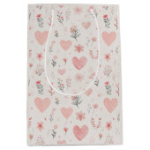 Soft Hearts Floral Gift Bag Mittlere Geschenktüte (Vorderseite)