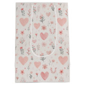 Soft Hearts Floral Gift Bag Mittlere Geschenktüte (Rückseite)