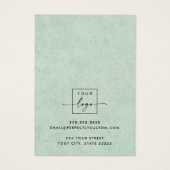 Soft hellgrüne Textur Ohrring-Grafikkarte (Rückseite)