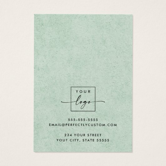 Soft hellgrüne Textur Ohrring-Grafikkarte (Rückseite)