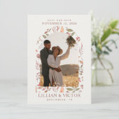 Soft Herbstlaubs Save the Date Karte (Stehend Vorderseite)