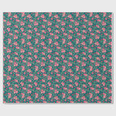 Soft Holiday Floral Pattern – Pink, Red, Teal Geschenkpapier (Flach)