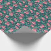 Soft Holiday Floral Pattern – Pink, Red, Teal Geschenkpapier (Ecke)