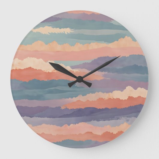 Soft Horizon Waves Große Wanduhr (Vorderseite)
