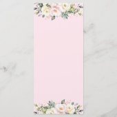 Soft Hued Blush Pink Elfenbeinblume Hochzeitsmenü Programm (Rückseite)
