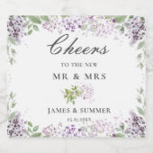 Soft Hued Delicate Lilac Lila Floral Wedding Schaumweinetikett (Einzelnes Label)