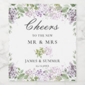 Soft Hued Delicate Lilac Lila Floral Wedding Weinetikett (Einzelnes Label)