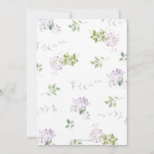 Soft Hued Lilac Lila Blumengrün Hochzeit Einladung (Rückseite)