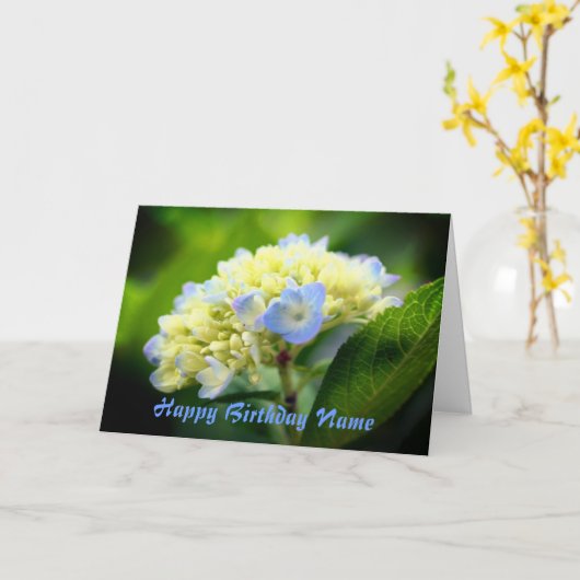 Soft Hydrangea Blume Personalisiert Geburtstag Karte (Gelbe Blume)