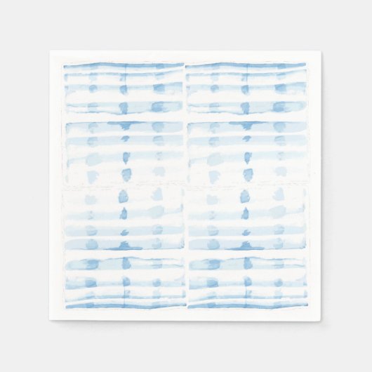 Soft Indigo blaue Linien auf Aquarellfarben Serviette (Vorderseite)