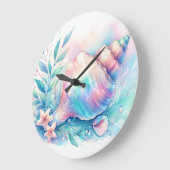 Soft Iridescent Pastel Hues Conch Seashell Große Wanduhr (Winkel)