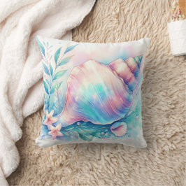 Soft Iridescent Pastel Hues Conch Seashell Kissen