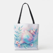 Soft Iridescent Pastel Hues Conch Seashell Tasche (Rückseite)