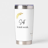 Soft ist nicht schwach" Minimalistischer Zitat-Auf Thermobecher (Vorderseite)
