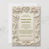 Soft Ivory Baroque Grandeur Acanthus Swirl Minimal Einladung (Vorderseite)