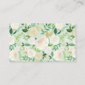 Soft Ivory Blumengarten mit Grün Hochzeit Platzkarte (Rückseite)