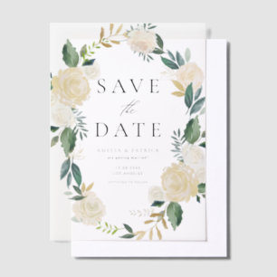Soft Ivory Blumengarten Save the Date Pergament Einladungen