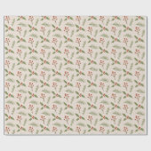 Soft Ivory Botanical Berries Geschenkwrap Geschenkpapier (Flach)