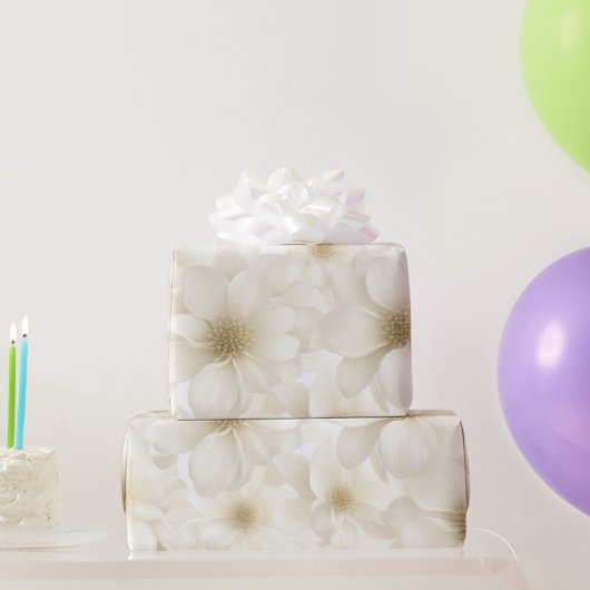 Soft Ivory Floral Abstrakt Geschenkpapier (Partygeschenke)
